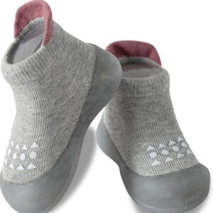 Gray and Pink Kids Slip-On Shoes